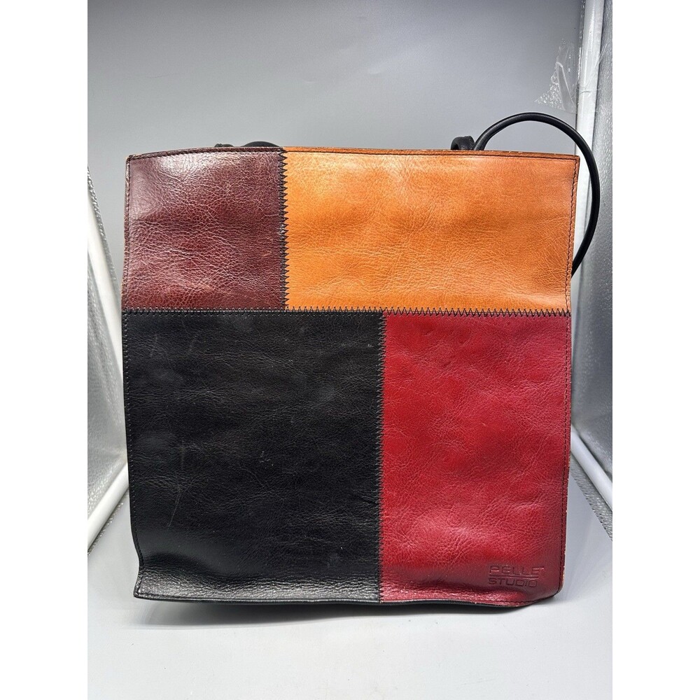 Vintage Wilsons Italian Leather Pelle Studio Patchwork Tote Shoulder Bag